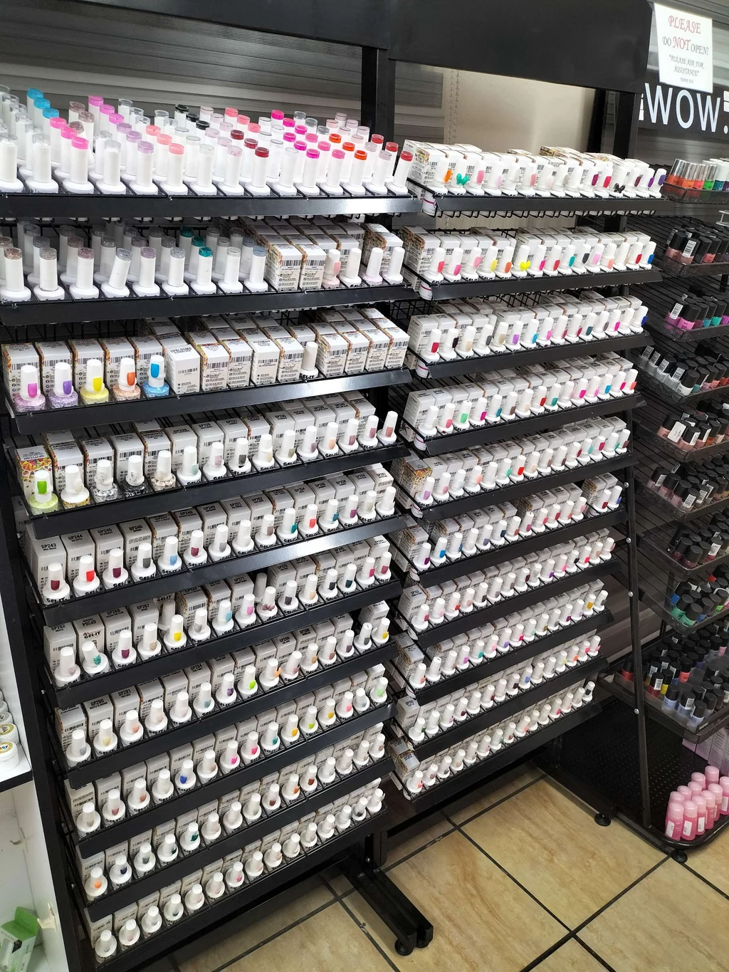 Inside the Neon Moon shop in Sasolburg: the gel wall